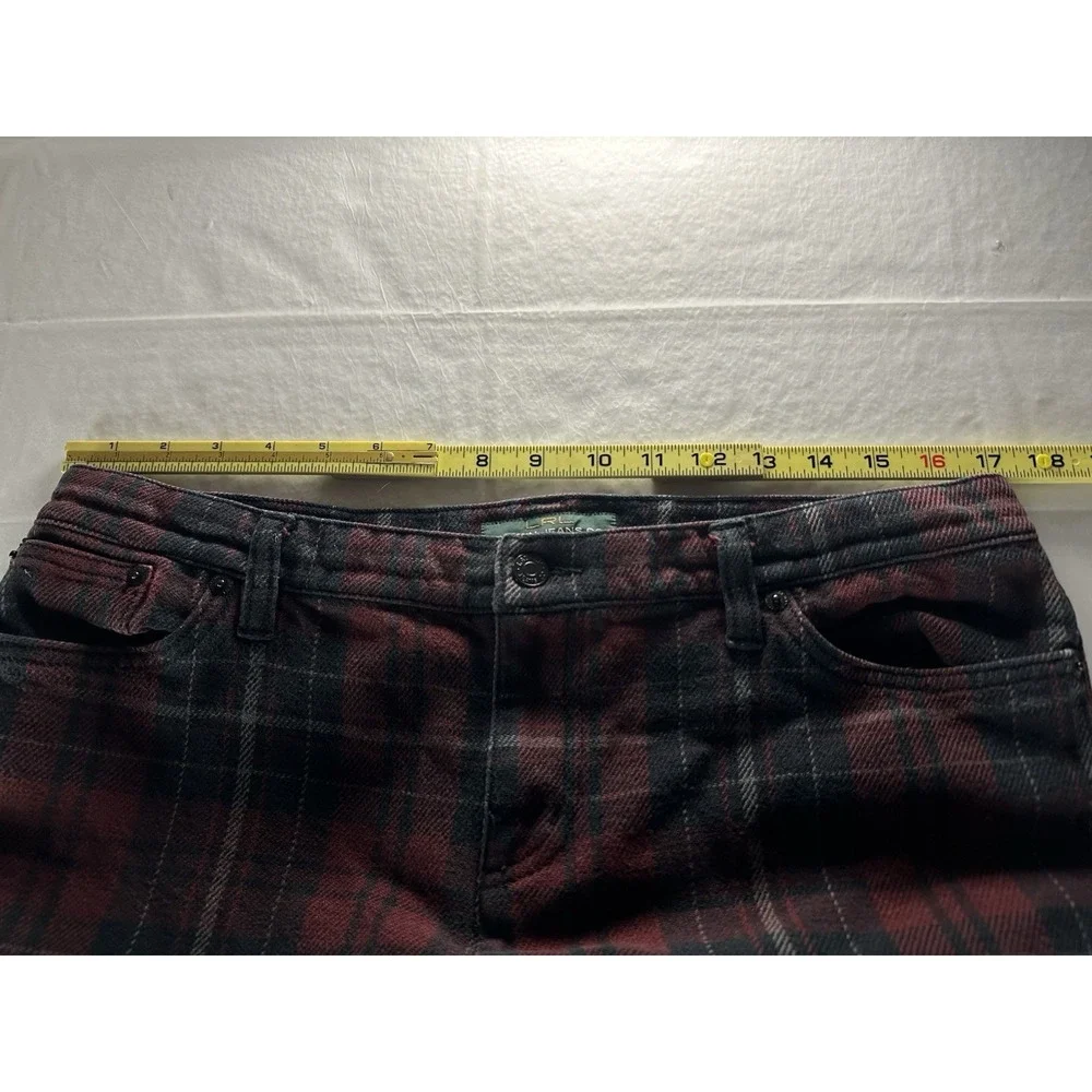 Lauren Ralph Lauren Red Plaid Flannel Pants‎ Womens 14P 34x28 Red Stretch Jeans